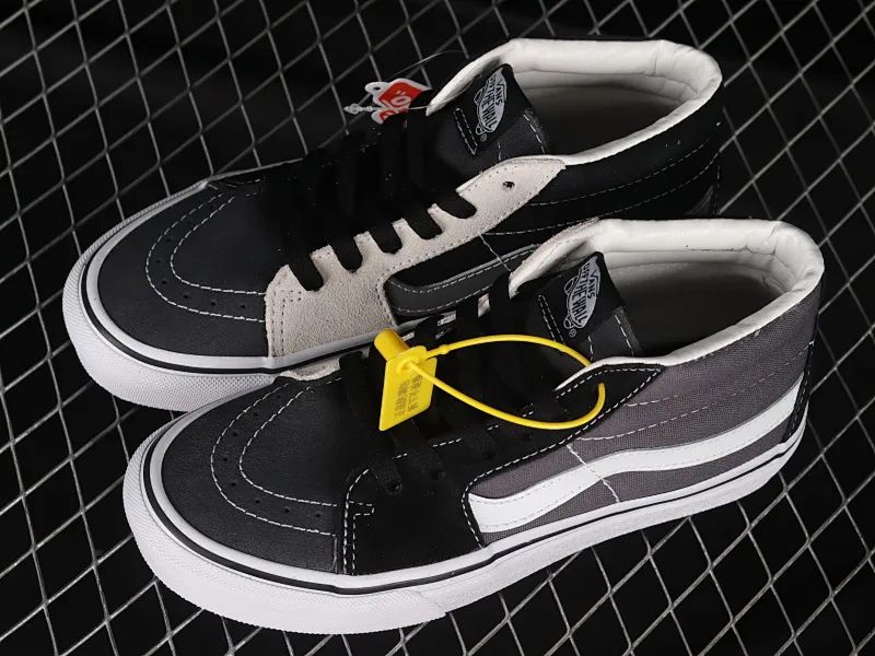 All categories Vans Vans series Vans Mid Vans China Vans Sk8 Mid Reissue black and gray splicing mid-top retro casual canvas skateboard shoes VN0A3WM32PD